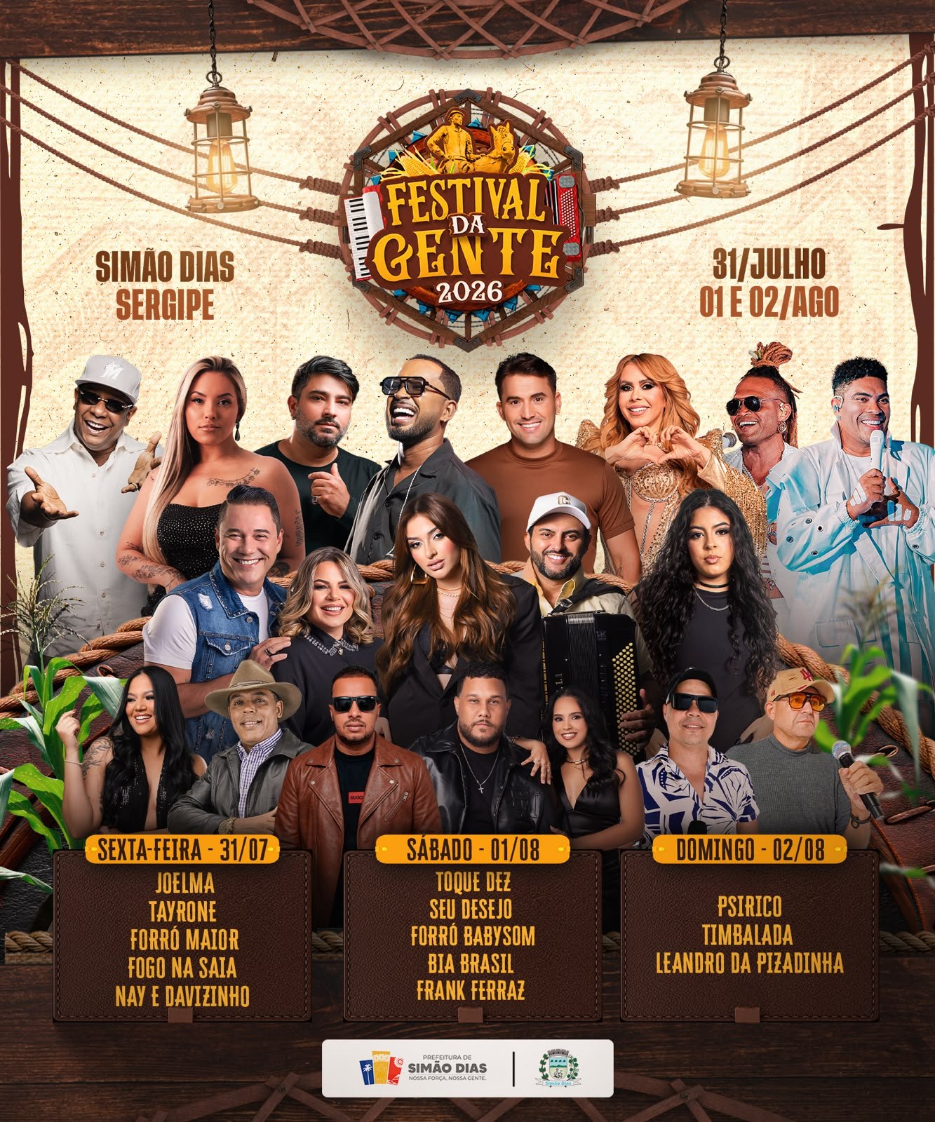 COM SEU DESEJO, TOQUE DEZ E JOELMA, FESTIVAL DA GENTE MOVIMENTA O MUNICÍPIO DE SIMÃO DIAS NO FINAL DO MÊS