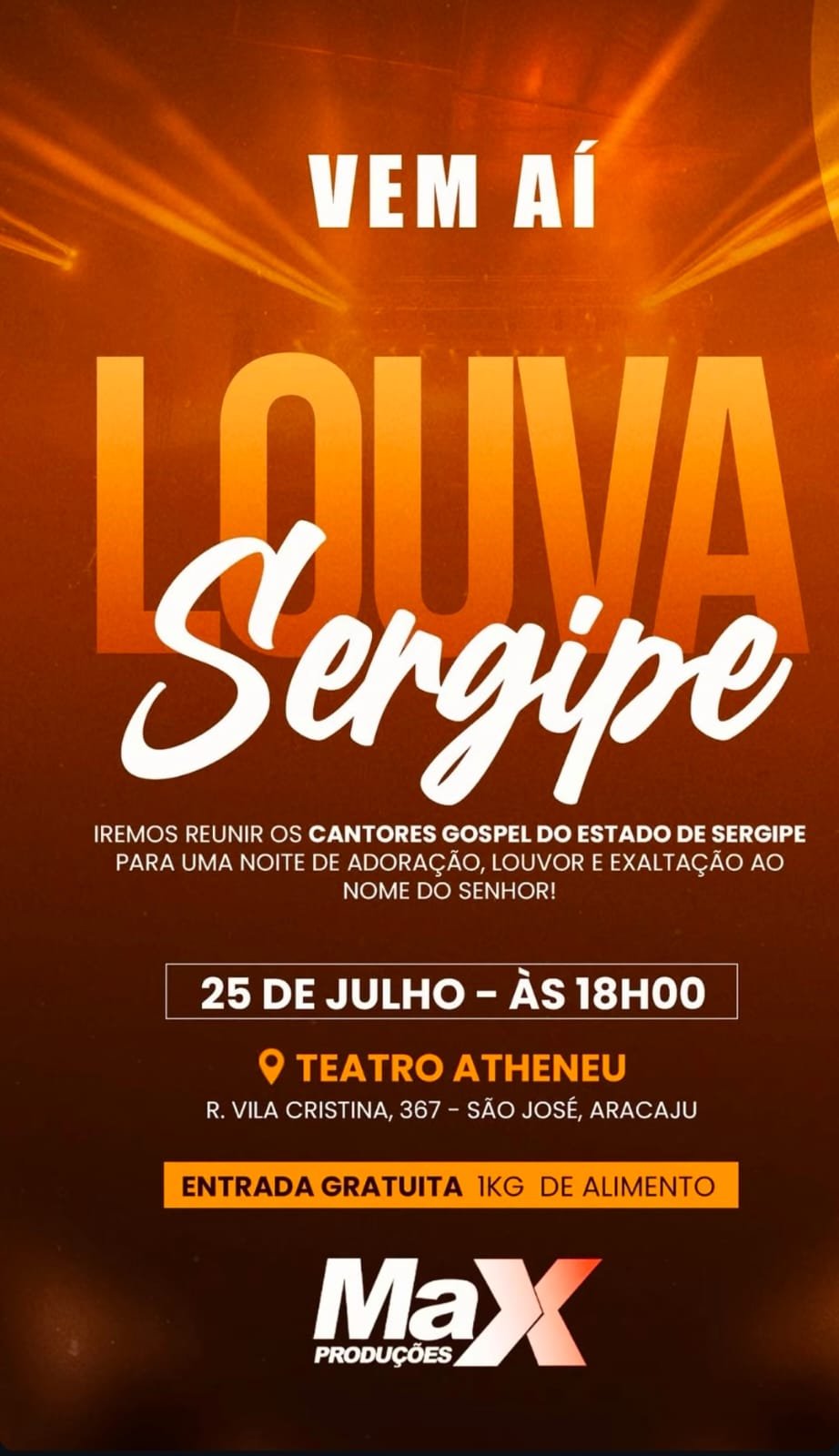 1º Louva Sergipe conquista sergipanos e a música gospel  ganha evento no Teatro Atheneu