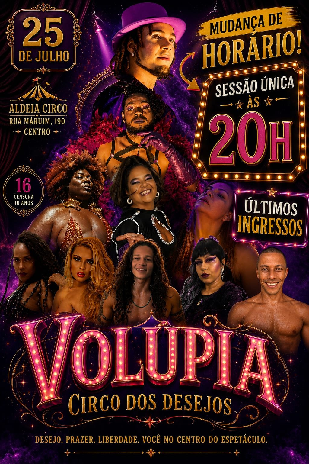 Espetáculo “VOLÚPIA, o Circo dos Desejos” promete noite ousada e cheia de sedução
