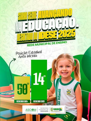 Educação de Siriri registra crescimento no IDESE 2025 com avanço nos indicadores
