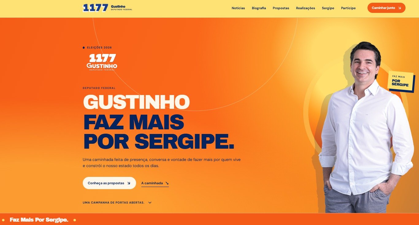 Gustinho lança site oficial com notícias, ações e propostas na caminhada pela reeleição