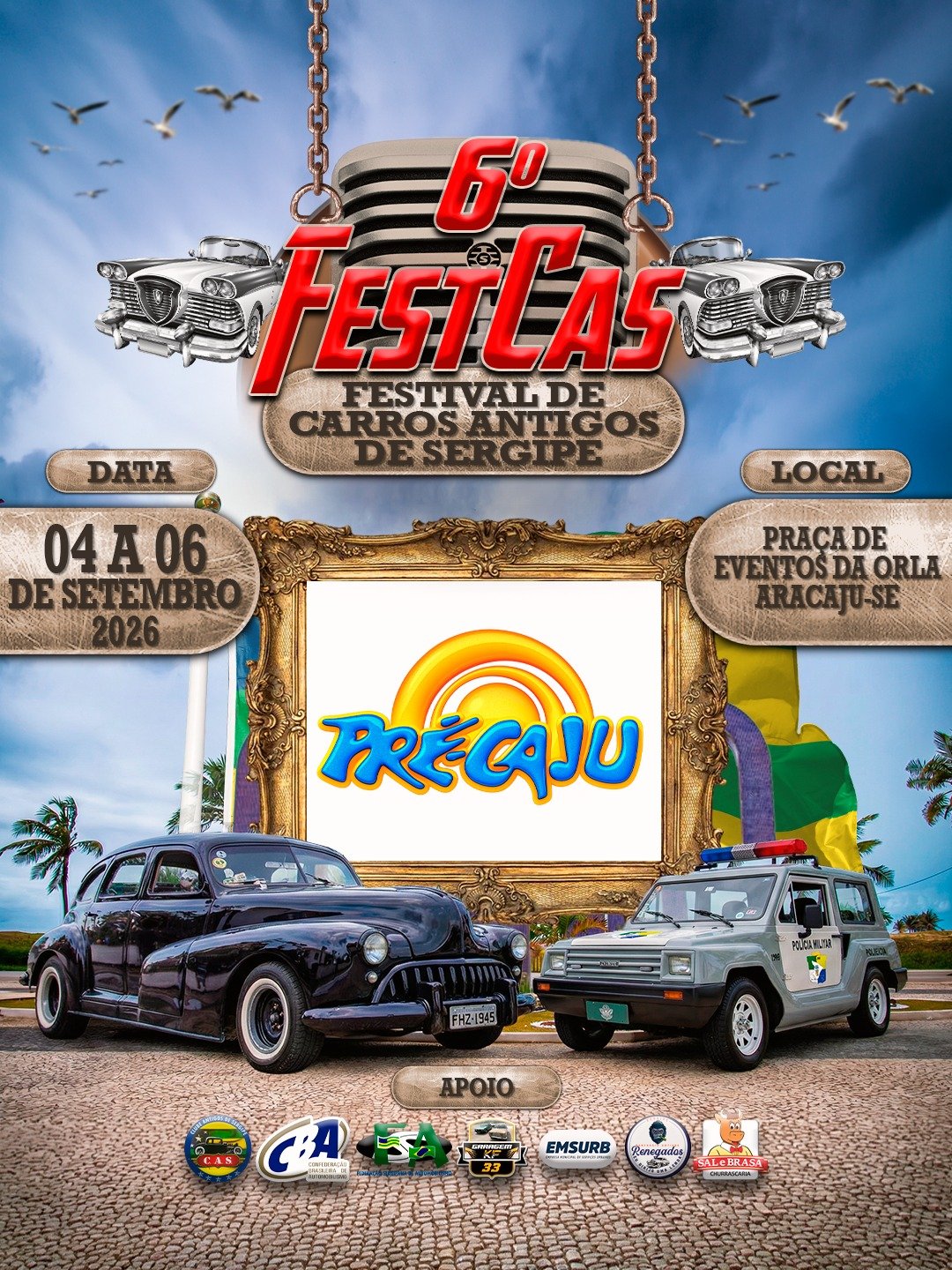 6º Festcas reúne mais de 300 carros antigos na Orla de Atalaia em Aracaju
