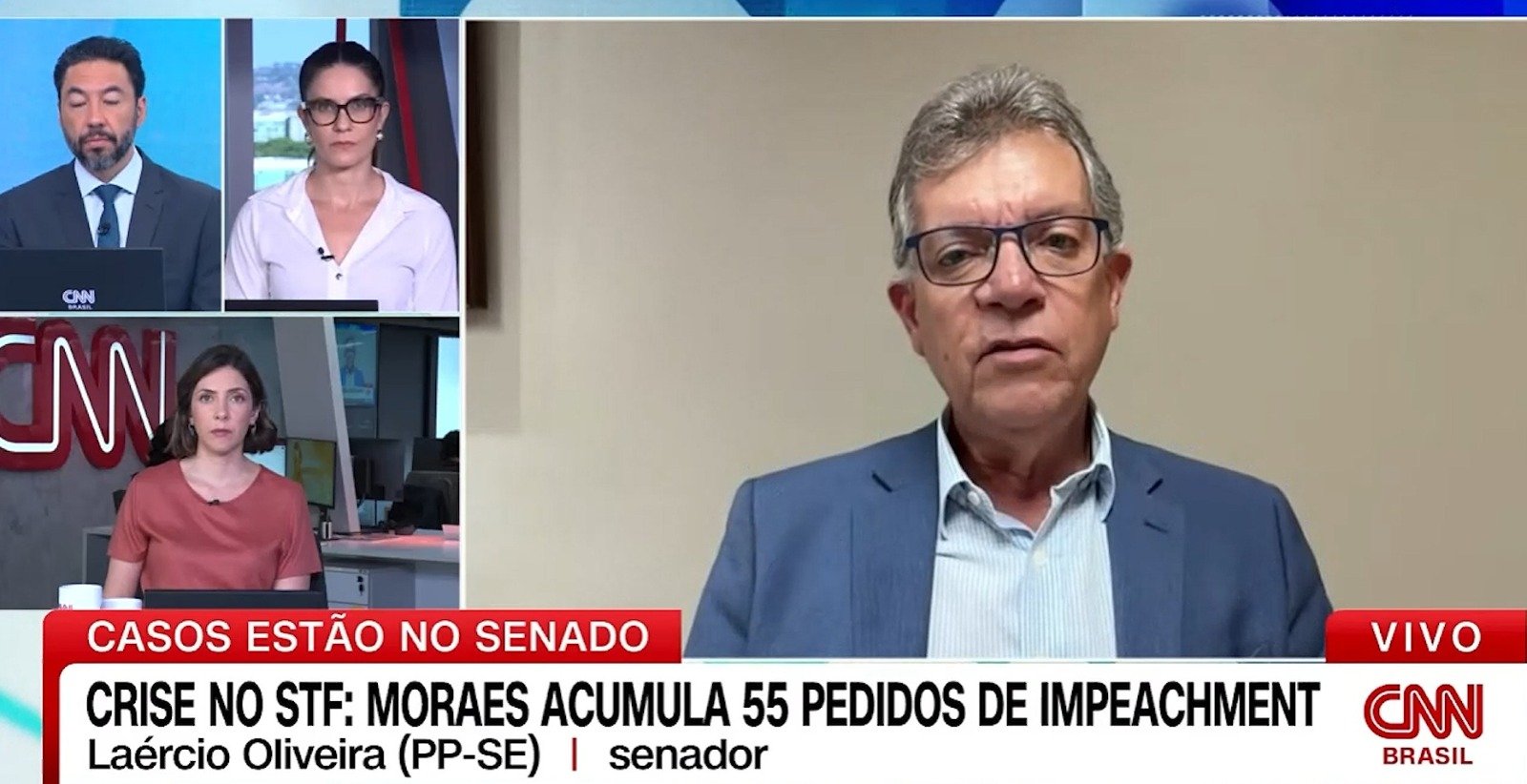 EM ENTREVISTA À CNN, SENADOR LAÉRCIO DEFENDE REUNIÃO DE LÍDERES PARA DEFINIR IMPEACHMENT DE MINISTRO DO STF