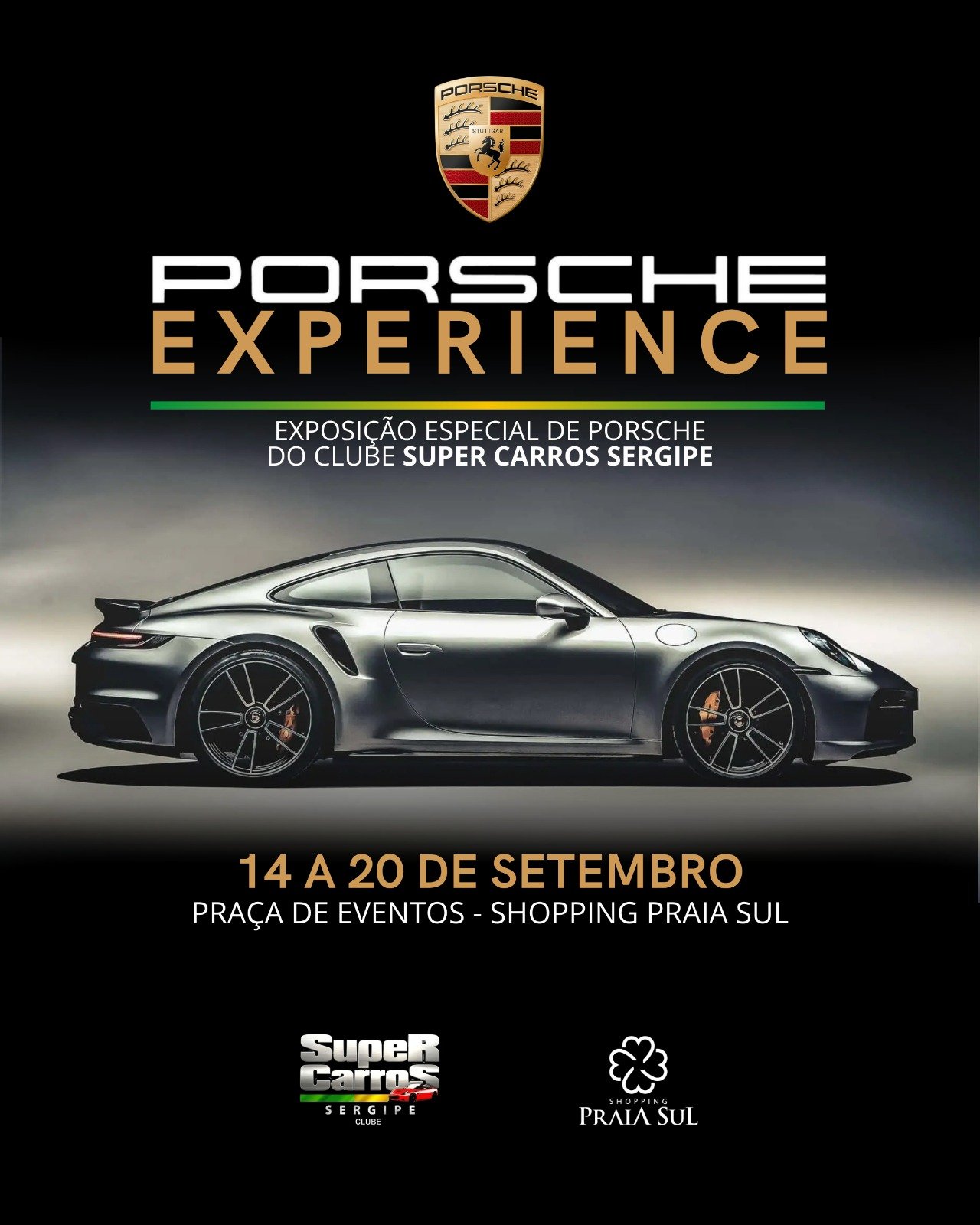 Porsche Experience reúne modelos de luxo em exposição no Shopping Praia Sul